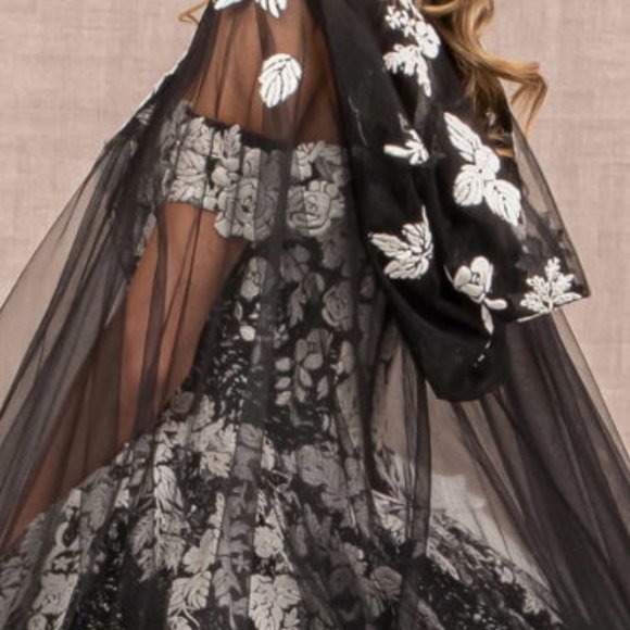NEW OFF THE SHOULDER SLEEVELESS BALL GOWN WITH MESH CAPE & LACE UP BACK GL3168 - Picture 11 of 11
